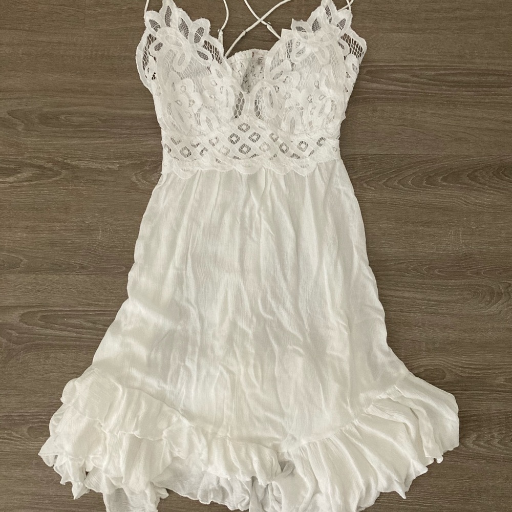 NWT Free People White Adella Lace Mini Dress